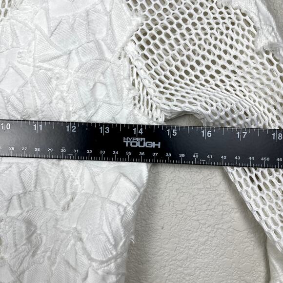 Jonathan Simkhai Burnout Brocade Long Sleeve Dress White Mini Dress 2 Altered - Picture 14 of 16